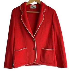Butte Women’s Size Medium Classic‎ Vintage Sweater Knit Blazer Red White